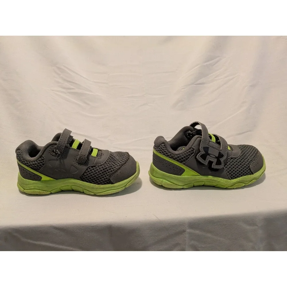 Under Armour Toddler Shoes Size 7K Neon Green & Gray Good Condition‎
